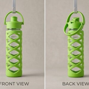 Source Unknown Green Glass Water Bottle with Silicone Sleeve